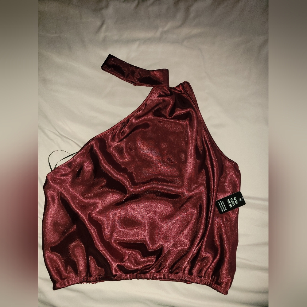 Elegant Burgundy One-Shoulder Top